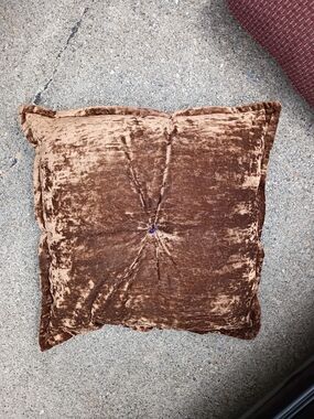 Plush Brown Velvet Decorative Throw Pillow - Unbranded